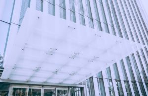 Modern office building door canopy
